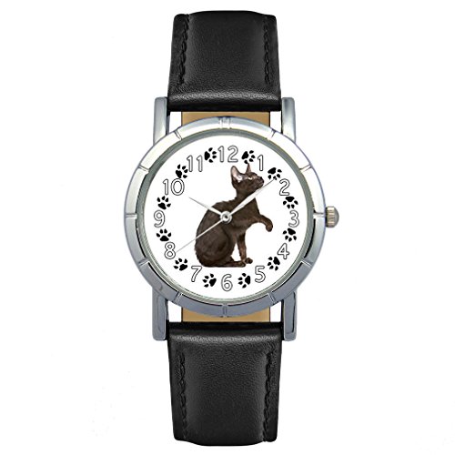 Timest - Gato de la Habana Brown - Reloj para Mujer con Correa de Cuero Negro Analógico Cuarzo SA2504