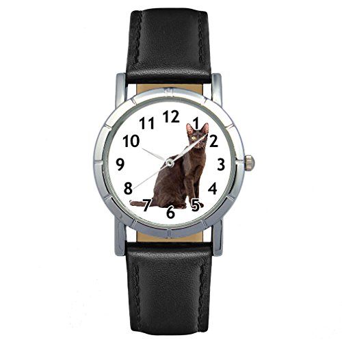 Timest - Gato de la Habana Brown - Reloj para Mujer con Correa de Cuero Negro Analógico Cuarzo SA2505