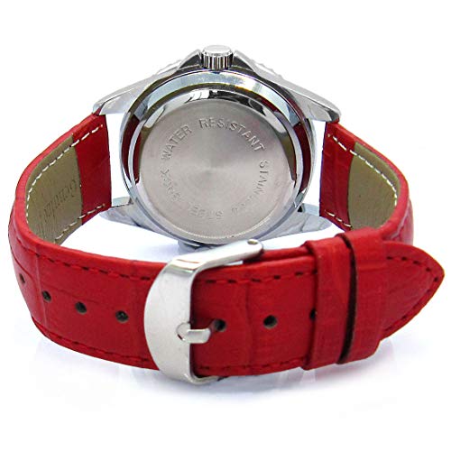 Timest - Husky Siberiano - Reloj para Mujer con Correa de Cuero Rojo CSE039LR