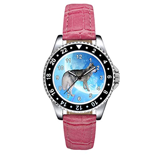 Timest - Husky Siberiano - Reloj para Mujer con Correa de Cuero Rosa CSE039LP