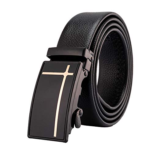 TINERS Cinturón de los Hombres Hebilla automática cinturón de Microfibra Desgaste Casual Tendencia Lichi Pantalones cinturón