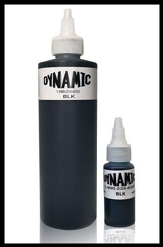 Tinta para tatuaje BLACK DYNAMIC, Mejores tintas de colores y negros VEGAN (8oz, Black)