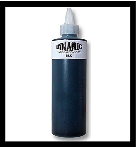 Tinta para tatuaje BLACK DYNAMIC, Mejores tintas de colores y negros VEGAN (8oz, Black)