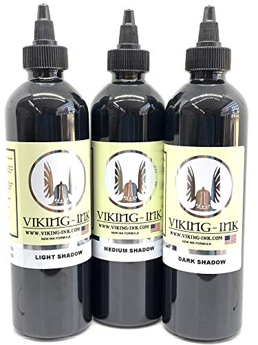 Tinta para tatuaje - KIT 3 DARK SHADOW 0.5oz (15ml) - VIKING INK USA - Los mejores colores y negros en tintas para tatuaje del mercado - VEGANAS