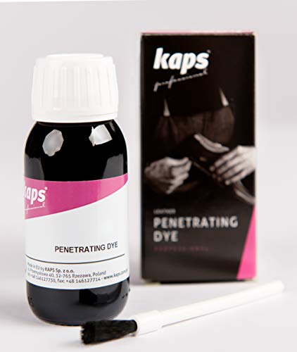 Tinte para Cuero - Penetración Profunda en Cuero y Piel Natural de Grano Entero, Rectificado o Sintético, para Bolsos, Accesorios, de Kaps, 50 ml - 1.70 fl. oz. (118 - negro)