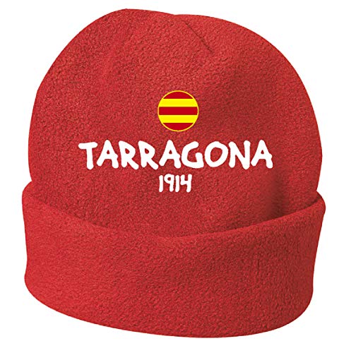 Tipolitografía Ghisleri - Gorro de invierno con diseño de Tarragona España y rojo bordado de polar, talla única 164