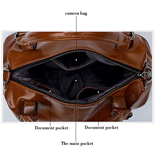 Tisdaini nuevos Bolsos de Las señoras Bolsos Grandes Moda PU Cuero Boston Bolsa Bolso de Hombro Casual para Las Mujeres Vino Tinto