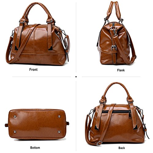 Tisdaini nuevos Bolsos de Las señoras Bolsos Grandes Moda PU Cuero Boston Bolsa Bolso de Hombro Casual para Las Mujeres Vino Tinto