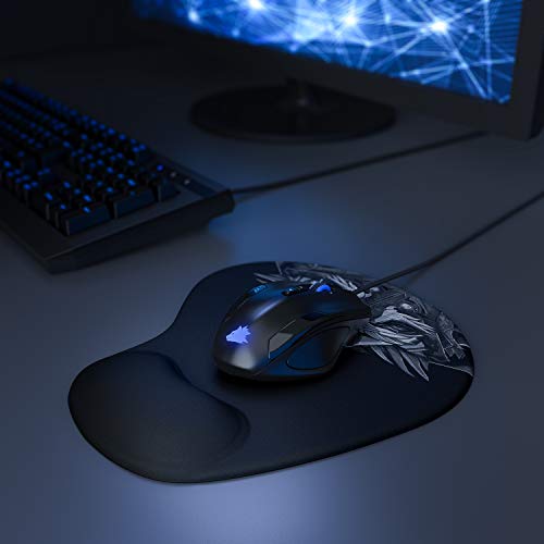TITANWOLF - Alfombrilla de ratón Grande con cojín de Gel Reposamuñecas - Mousepad - Reposamuñecas ergonómico de Gel - Hidrófugo y Lavable