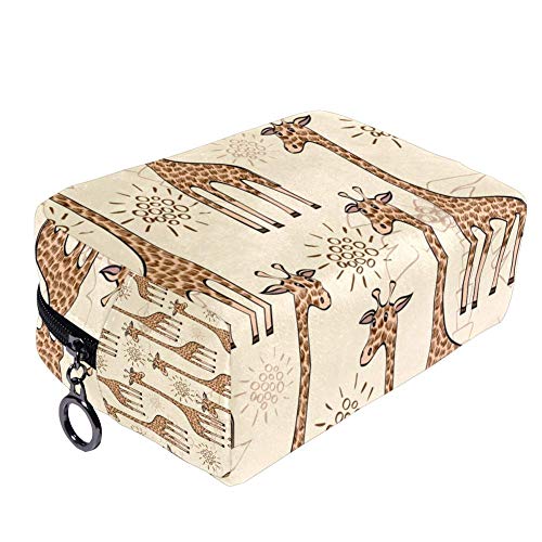 TIZORAX África jirafa bolsa de maquillaje neceser para mujeres cuidado de la piel cosmético práctico bolsa cremallera bolso