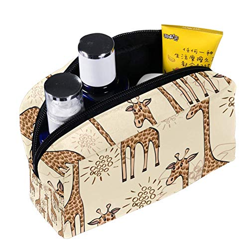 TIZORAX África jirafa bolsa de maquillaje neceser para mujeres cuidado de la piel cosmético práctico bolsa cremallera bolso