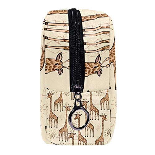 TIZORAX África jirafa bolsa de maquillaje neceser para mujeres cuidado de la piel cosmético práctico bolsa cremallera bolso