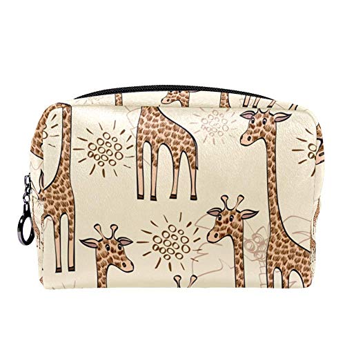TIZORAX África jirafa bolsa de maquillaje neceser para mujeres cuidado de la piel cosmético práctico bolsa cremallera bolso