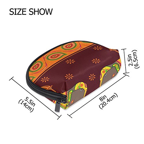 TIZORAX - Bolsa de cosméticos con diseño de elefantes indios, para viajes, práctica bolsa de maquillaje, para mujeres y niñas