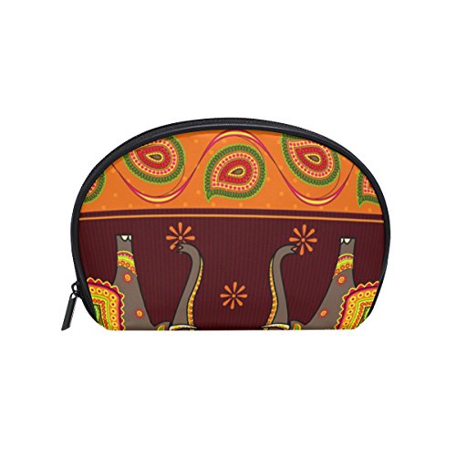TIZORAX - Bolsa de cosméticos con diseño de elefantes indios, para viajes, práctica bolsa de maquillaje, para mujeres y niñas