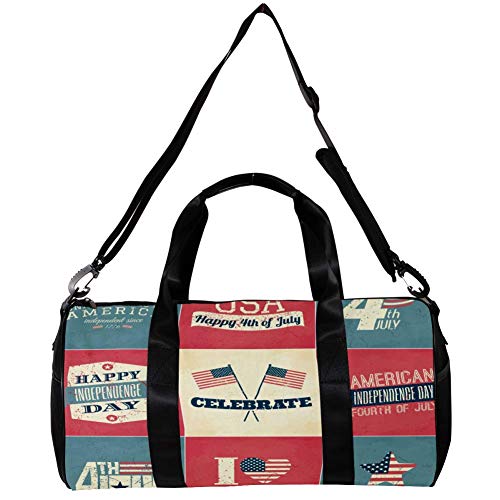 TIZORAX Bolsa de lona para mujeres hombres 4 de julio de 2017 de American Independence Day Deportes Gimnasio Bolsa de mano de fin de semana de viaje durante la noche Bolsa de equipaje al aire libre