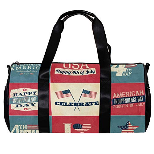 TIZORAX Bolsa de lona para mujeres hombres 4 de julio de 2017 de American Independence Day Deportes Gimnasio Bolsa de mano de fin de semana de viaje durante la noche Bolsa de equipaje al aire libre