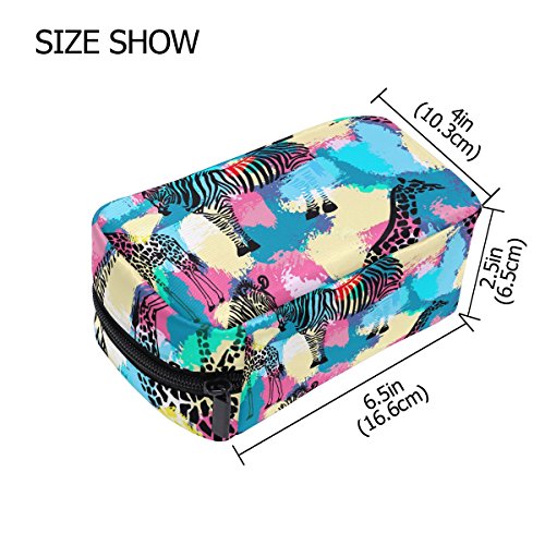 TIZORAX - Bolsa de maquillaje con diseño de cebra y jirafa