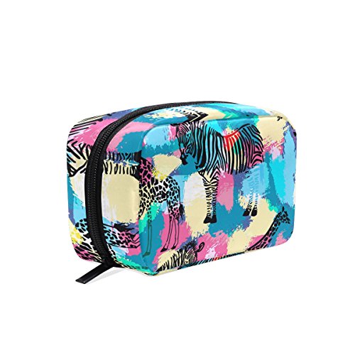 TIZORAX - Bolsa de maquillaje con diseño de cebra y jirafa