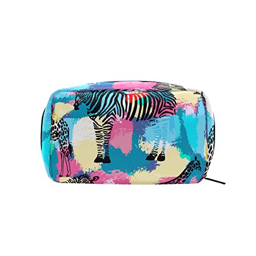 TIZORAX - Bolsa de maquillaje con diseño de cebra y jirafa