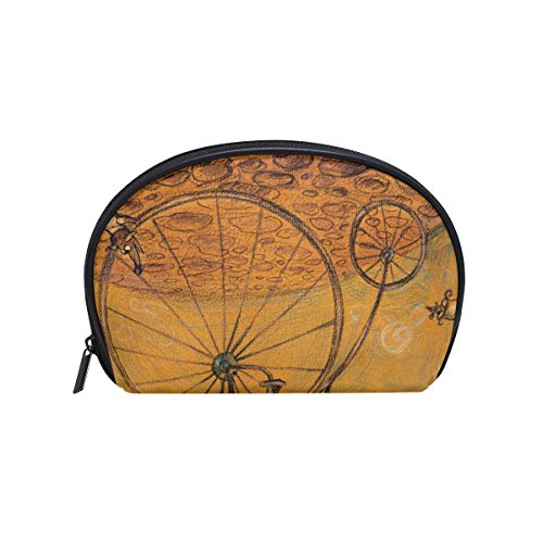 TIZORAX - Bolsa de maquillaje vintage con diseño de vaca en bicicleta