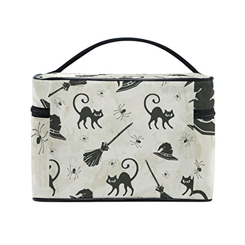 TIZORAX - Estuche organizador de maquillaje para escobas y gorros de bruja para Halloween