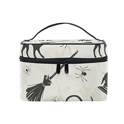 TIZORAX - Estuche organizador de maquillaje para escobas y gorros de bruja para Halloween