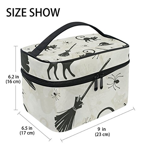 TIZORAX - Estuche organizador de maquillaje para escobas y gorros de bruja para Halloween