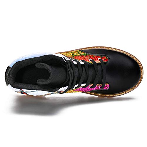 TIZORAX Flores Campos y Molino de viento Imprime Alta Parte Superior Encaje Clásico Botas de Invierno Zapatos de Escuela para Hombres Adolescentes Niños, color Multicolor, talla 42.5 EU