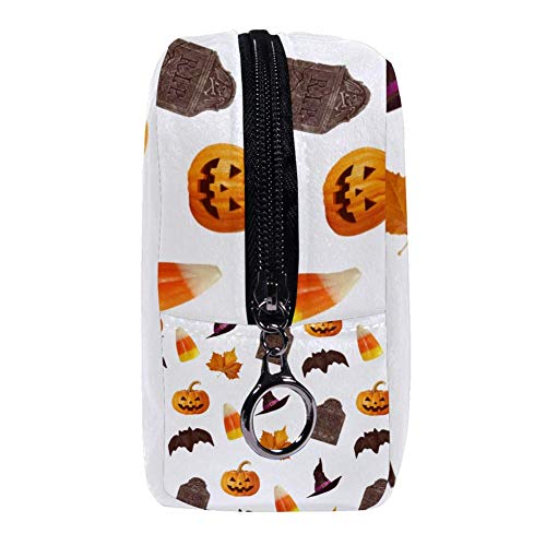 TIZORAX Happy_Bolsa de maquillaje para Halloween, bolsa de aseo para mujeres, cosméticos, bolsa de mano con cierre