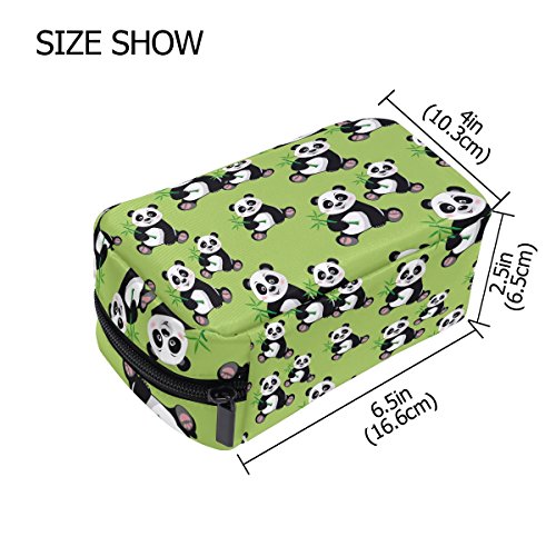 TIZORAX Panda Bamboo Green Handy Bolsa de Cosméticos Embrague Bolsa de Maquillaje Organizador Bolsa de Viaje