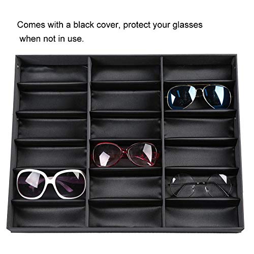 TMISHION - Vitrina para gafas de sol – Caja de almacenamiento con 18 ranuras para gafas de lectura, joyas, relojes, vitrina, organizador de joyas, soporte portátil para tienda