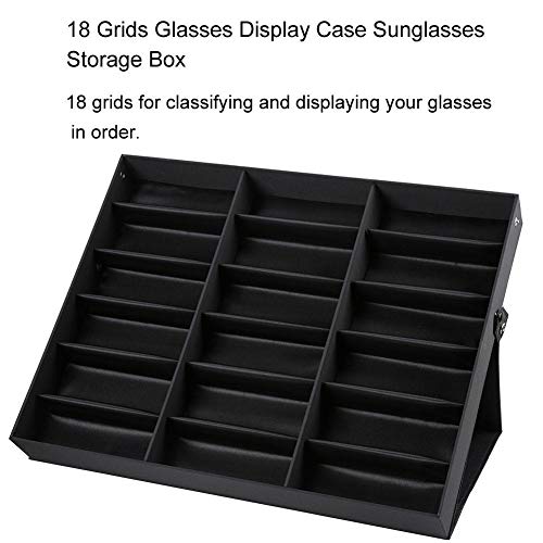 TMISHION - Vitrina para gafas de sol – Caja de almacenamiento con 18 ranuras para gafas de lectura, joyas, relojes, vitrina, organizador de joyas, soporte portátil para tienda