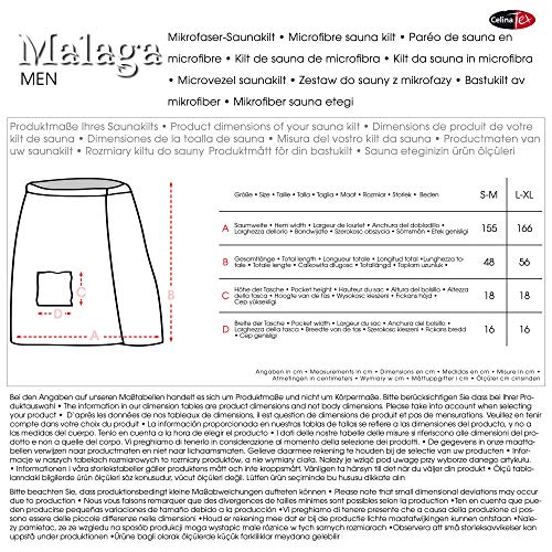 Toalla para sauna Celinatex para hombre con diseño de forro polar, con cierre de velcro, una bolsa, más fácil de falda escocesa, Málaga, confortable, suave, muy cómodo de usar y cómodo de llevar de toalla, poliéster, antracita, small/medium