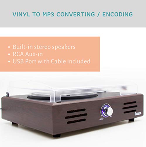 Tocadisco Lauson JTF036 Función de Grabación Encoding PC-Link | Tocadiscos de Vinilo Vintage con Altavoces Incorporados | Reproductor de Vinilo con 3 Velocidades (33/45/78 RPM) (Wengue)