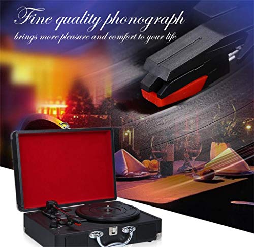 Tocadiscos de vinilo Tocadiscos de vinilo estéreo retro del registrador de 3 marchas portátil, 45-a su vez autónomo de registro del adaptador, soporte for USB / RCA de salida / Toma de auriculares / M