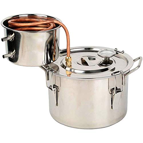 Todavía, etanol aún espíritus Caldera de Distiller, Agua Alcohol Destilador Home Brew Vino Que Hace el Kit, 304 Acero Inoxidable, Cobre, 2 ollas, 3 galones ZHNGHENG (Size : 3 gallons)