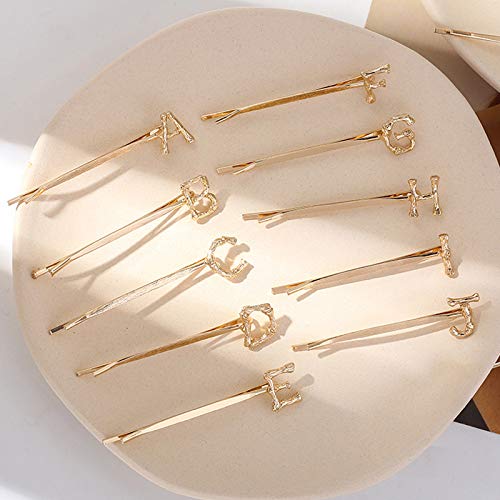 TODEROY 26 piezas DIY letras inglesas horquillas de cristal nombre clip de palabra horquillas decorativas para el pelo para mujeres y niñas (dorado)