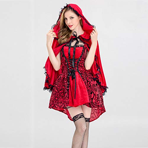 TOFOTL - Disfraz de Cosplay para Mujer, Sencillo Vestido de Moda Rojo Retro, Disfraz de Halloween, Festival, Maquillaje S