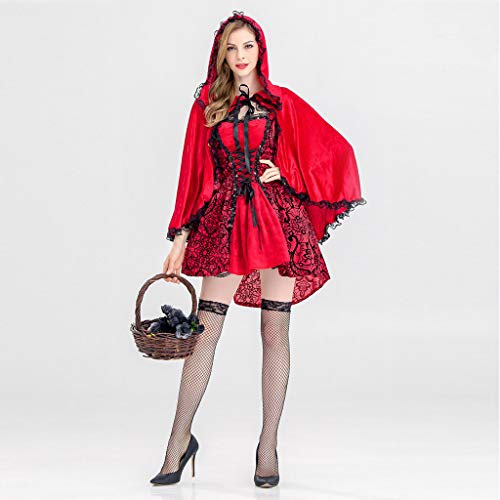 TOFOTL - Disfraz de Cosplay para Mujer, Sencillo Vestido de Moda Rojo Retro, Disfraz de Halloween, Festival, Maquillaje S