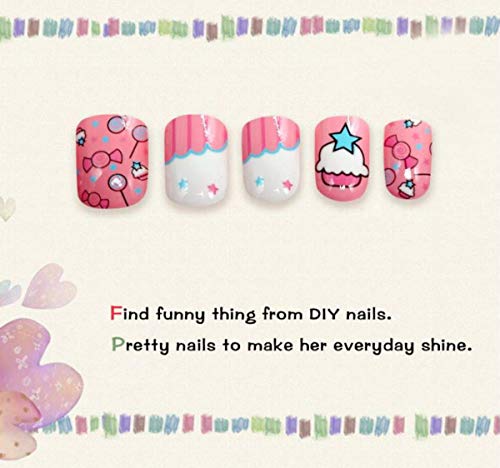 Tokkids 24 pcs uñas postizas para niñas, pre-pegado (fancy)