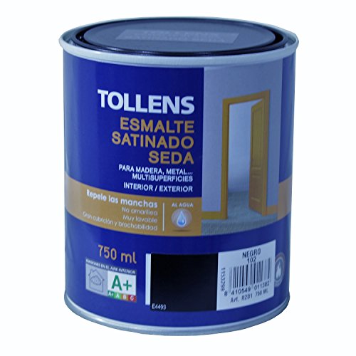 Tollens 8201 Esmalte al Agua Satinado, Negro, 750 ml