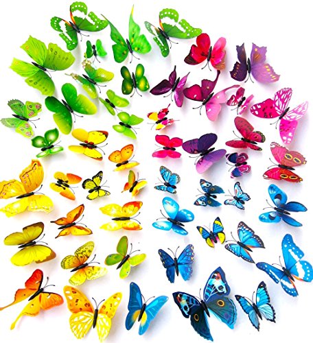 Tomkity 96 Adhesivos Mariposas 3D Decorativos para Pared
