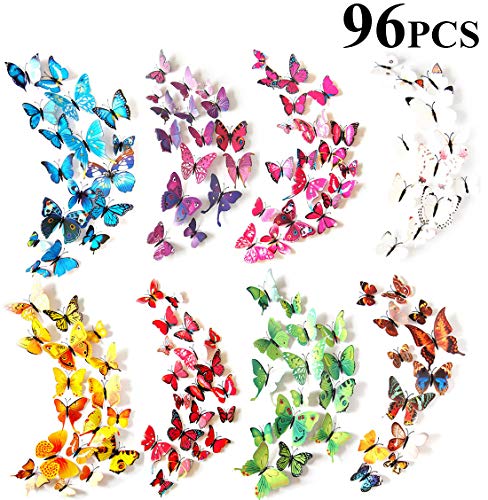 Tomkity 96 Adhesivos Mariposas 3D Decorativos para Pared