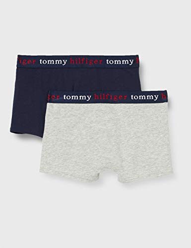 Tommy Hilfiger 2p Trunk Bóxer, Gris, 8-9 años (Talla del Fabricante:) para Niños