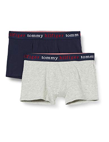 Tommy Hilfiger 2p Trunk Bóxer, Gris, 8-9 años (Talla del Fabricante:) para Niños