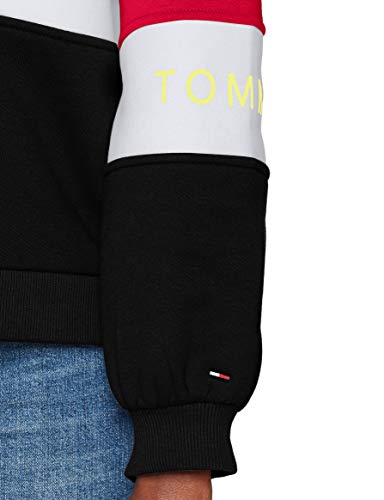 Tommy Hilfiger Colorblock sudadera, Negro (Tommy Black/Multi 902), Large para Mujer