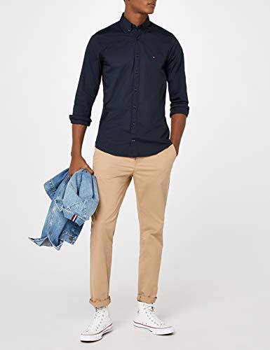 Tommy Hilfiger Core Stretch Slim Poplin Shirt Camisa, Azul (Sky Captain 403), X-Large para Hombre