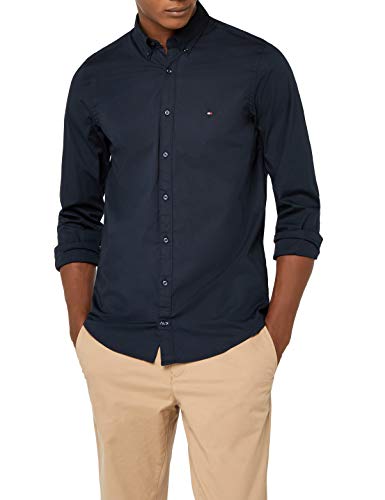 Tommy Hilfiger Core Stretch Slim Poplin Shirt Camisa, Azul (Sky Captain 403), X-Large para Hombre