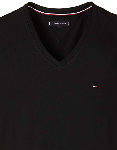 Tommy Hilfiger Core Stretch Slim Vneck tee Camiseta, Negro (Flag Black 083), Small para Hombre